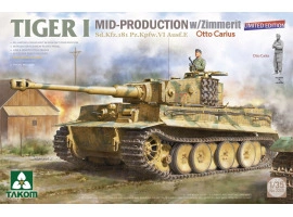 Збірна модель 1/35 Танк Tiger I Sd.Kfz.181 Pz.Kpfw.VI Ausf.E (Mid) з циммеритом + фігура Отто Каріуса Takom 2200