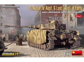 Scale model 1/35 German tank Pz.Kpfw.IV Ausf. G Last/Ausf. H Early. Nibelungenwerk Prod. May-June 1943 2in1 Miniart 35333