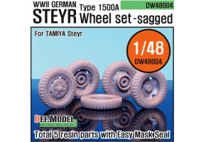 WW2 German STyre Type 1500A Sagged Wheel set (for Tamiya 1/48)